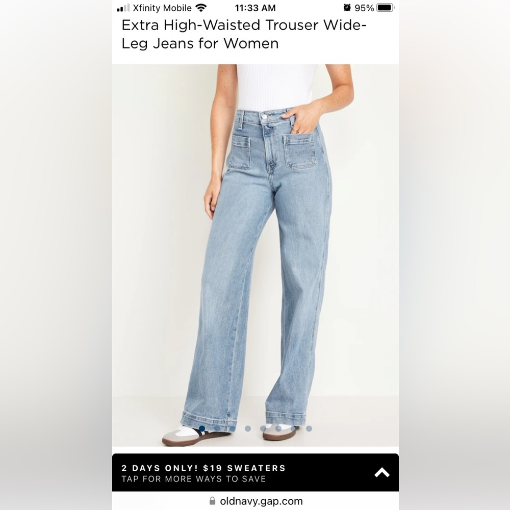 Old Navy Extra High Waisted Trouser Wide-Leg Jeans
